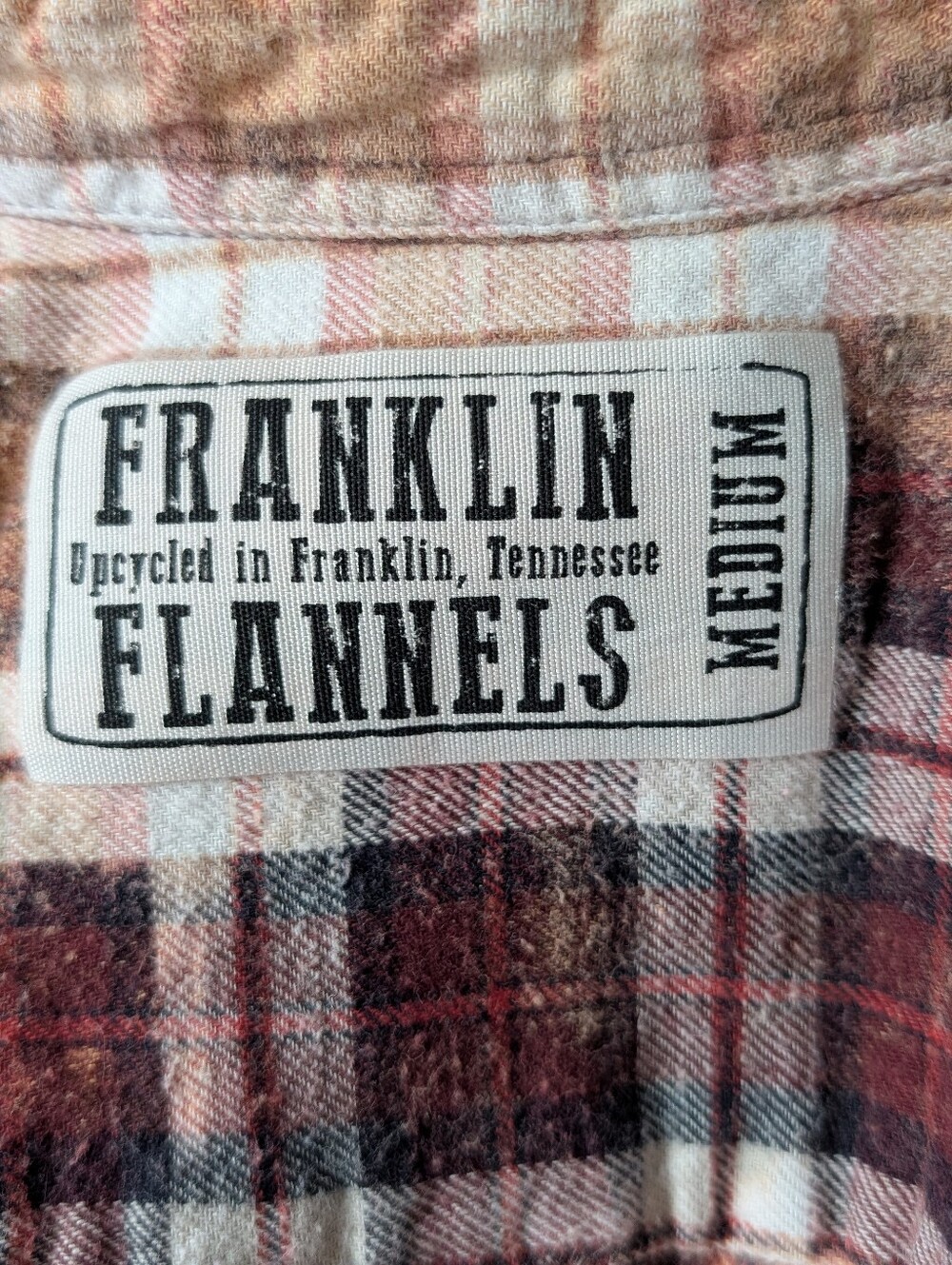 Franklin Flannels Acid Wash Distressed Plaid Button Down Burgundy Medium - Picture 4 of 4